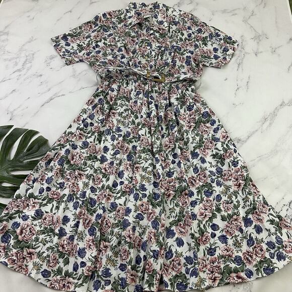 Tracy Richards Dresses & Skirts - Tracy Richards Womens Vintage 90s Maxi Shirt Dress Size 18 WP Pink Blue Floral
